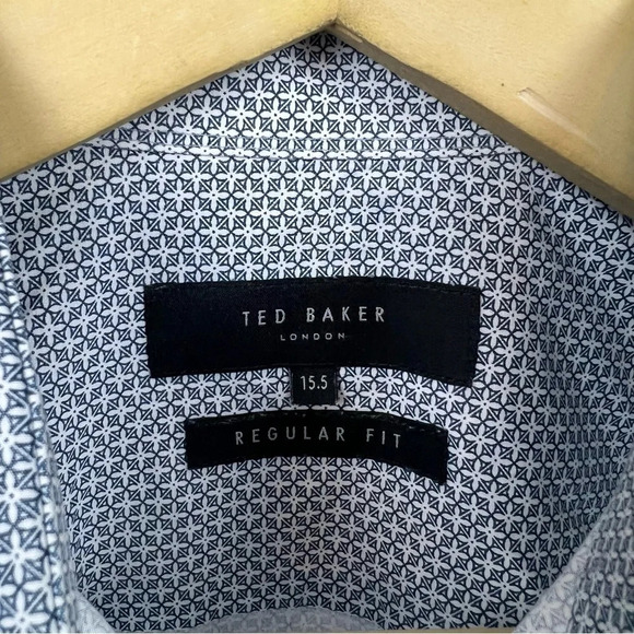 Ted Baker Button Up Dress Shirt Mens Size 15.5 Blue Work Career Professional - Picture 3 of 9